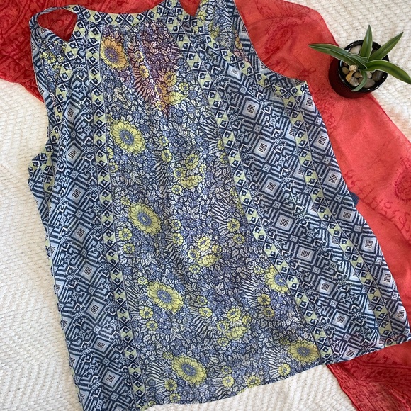 Joie Shara Print Silk Tank Blue Yellow White Small - Picture 12 of 15